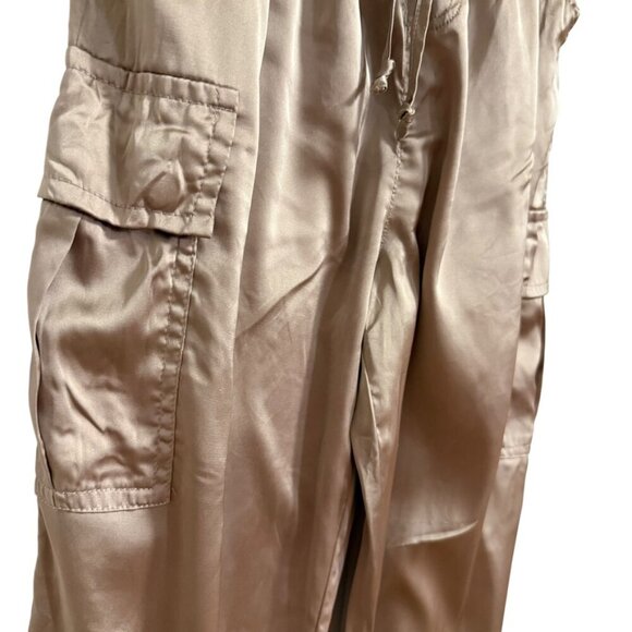 SHE + SKY Satin Jogger Pants SZ Small Metallic Shiny High‎ Rise - Picture 6 of 11